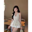 Tuni.studio Áo Cổ Yếm Buộc Nơ Sau Chun Lưng Dáng Bí Phồng Chấm Bi Đen Trắng Siêu Xinh CY0133