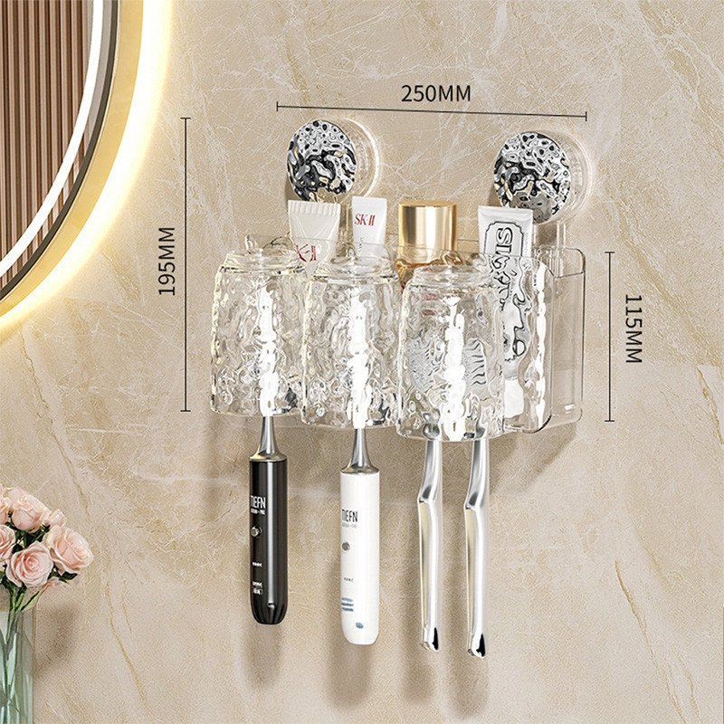 Kệ đựng bàn chải cốc đánh răng hút chân không không khoan tường tiết kiệm không gian phòng tắm