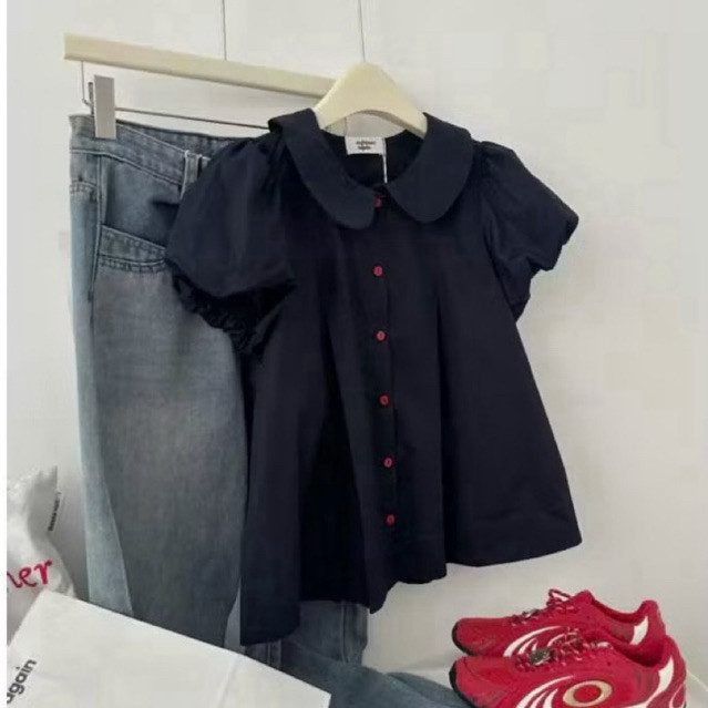 Sơ mi bèo cổ sen dáng babydoll to phồng siêu đang yêu SMZ9334