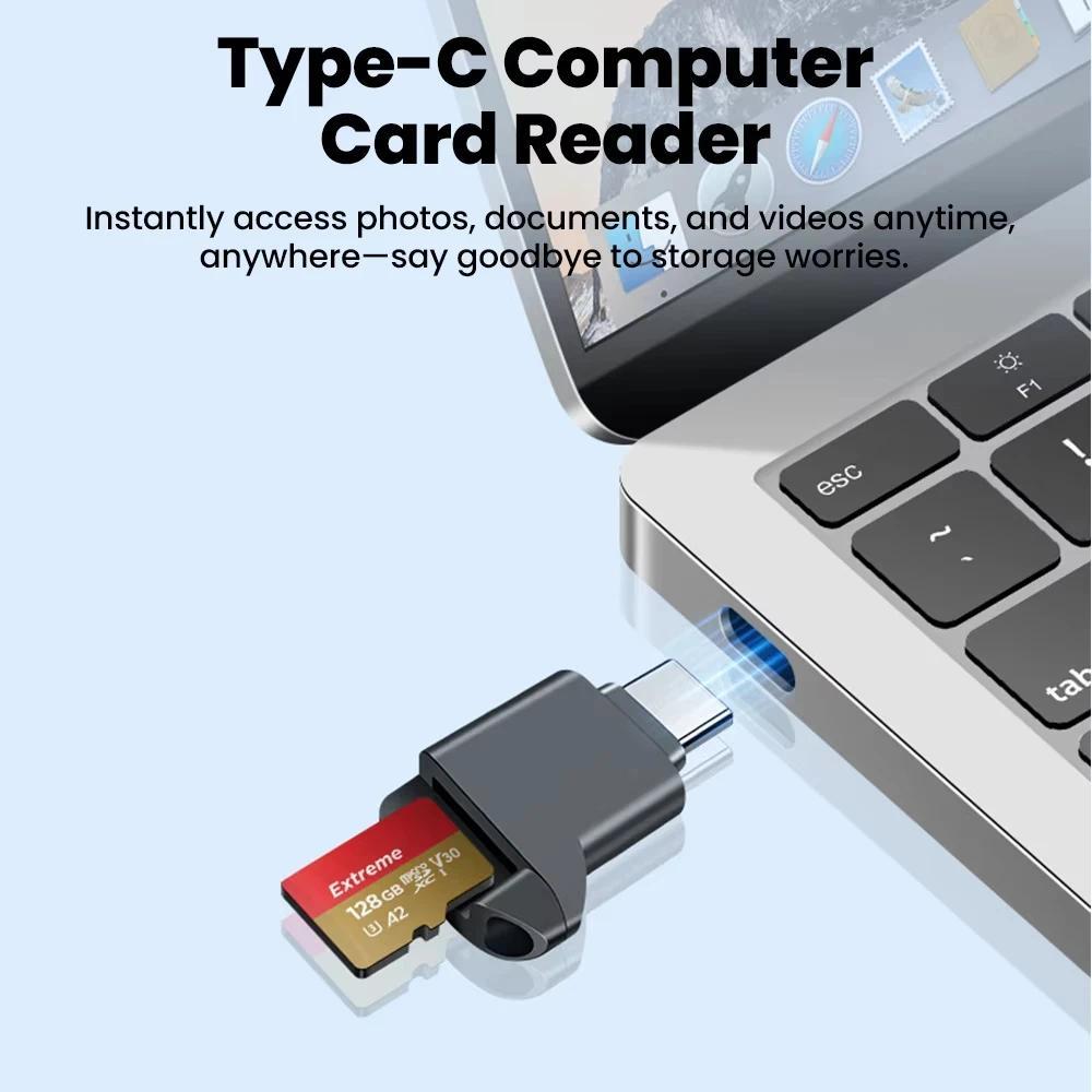 [Sẵn sàng] Đầu đọc thẻ TF Mini loại C 2.0 thiết kế co giãn lưu trữ bên ngoài phù hợp cho iPhone USB-C 2.0 Memory Stick TF đọc thẻ đọc
