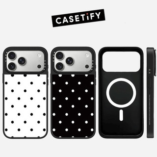 Ốp điện thoại cứng gương chấm đen từ tính màu trắng cho iPhone 17 Pro Max 17 Air 16 Plus 15 14 13 12 11 Vỏ chống sốc