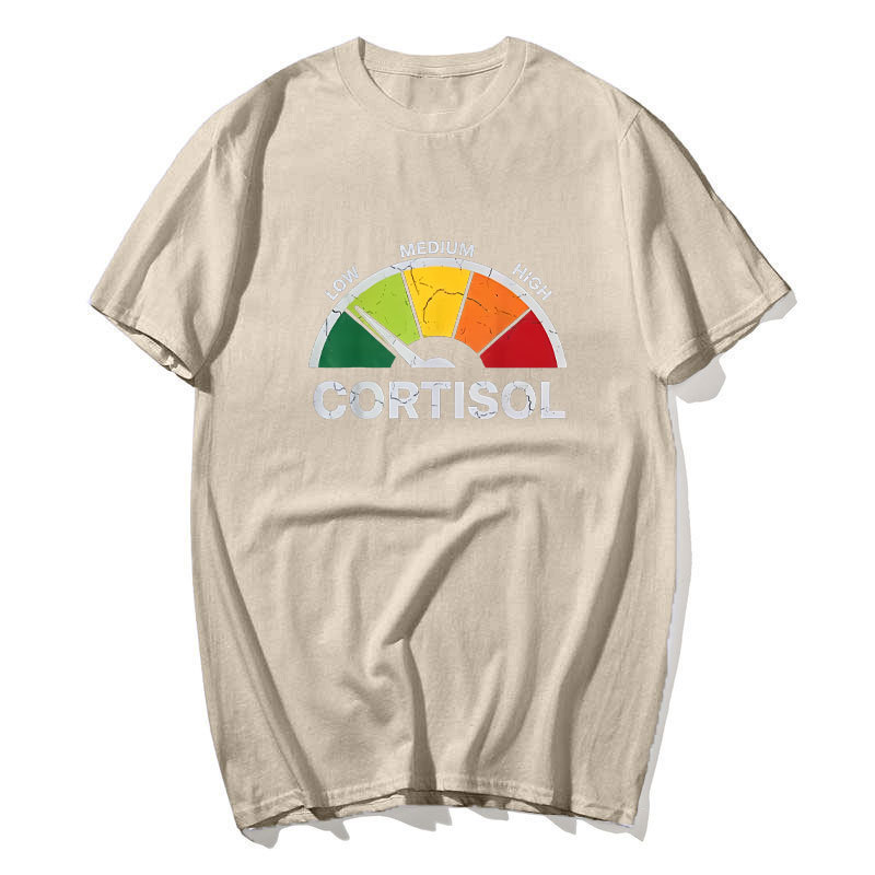 Low Cortisol Cấp Nhận Thức Tuyên Bố Áo nam Nữ 100% Cotton Áo Sơ Mi Tay Ngắn