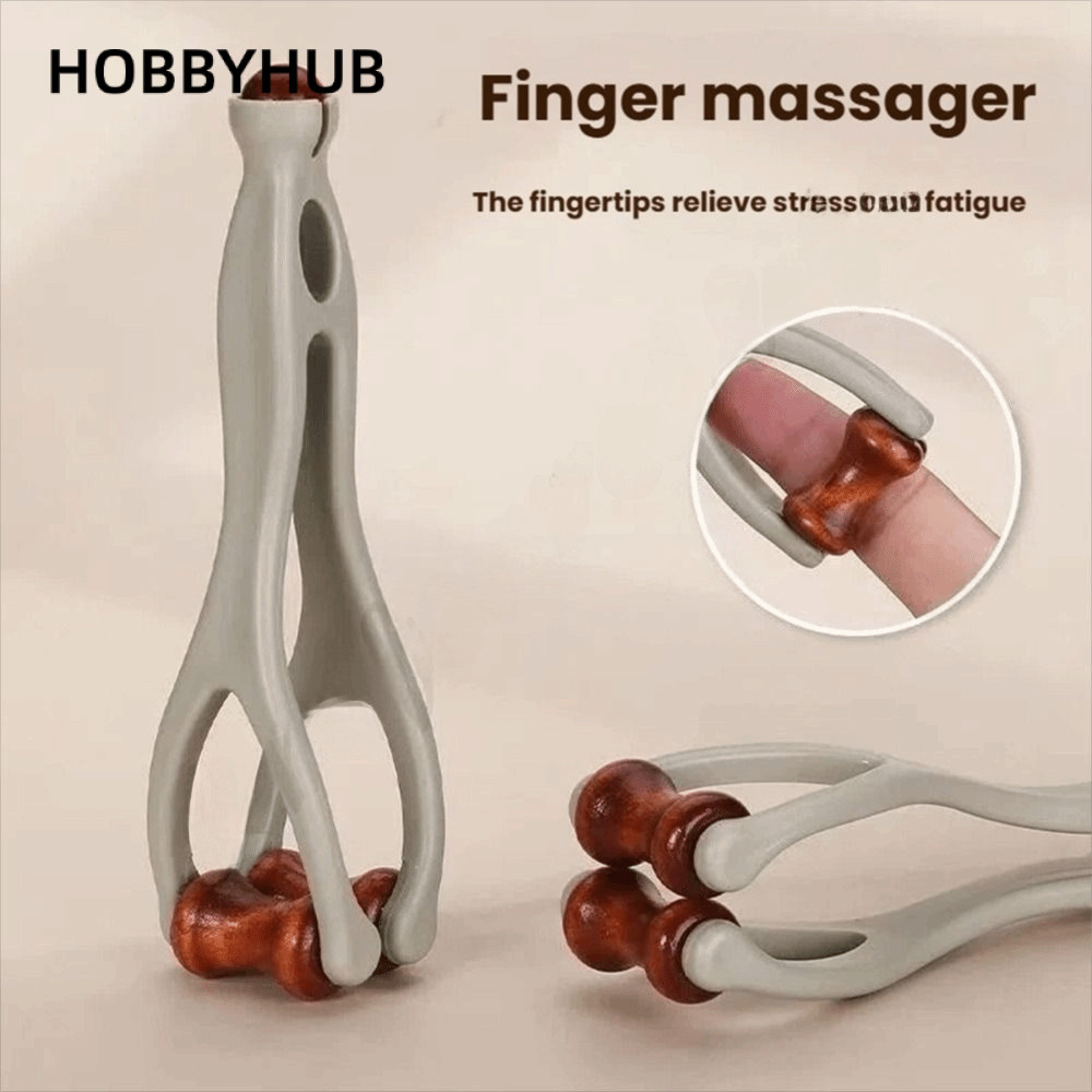 Con lăn Massage ngón tay HOBBYHUB, gỗ nguyên khối 360° Con lăn Máy mát xa ngón tay, Thiết kế kẹp cầm Bấm huyệt để điều trị bằng tay Giảm kinh tuyến