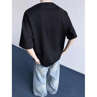 Áo thun nam tay ngắn cổ điển Mỹ thiết kế tương phản, phù hợp thời trang cá tính