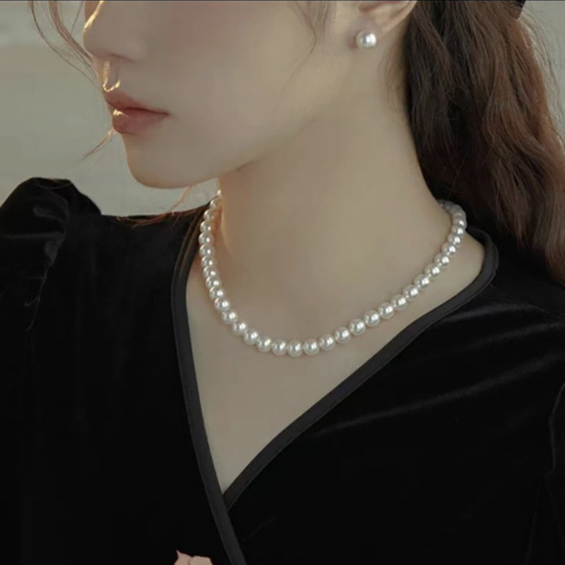 Vòng cổ ngọc trai giả phong cách đơn giản, dành cho nữ