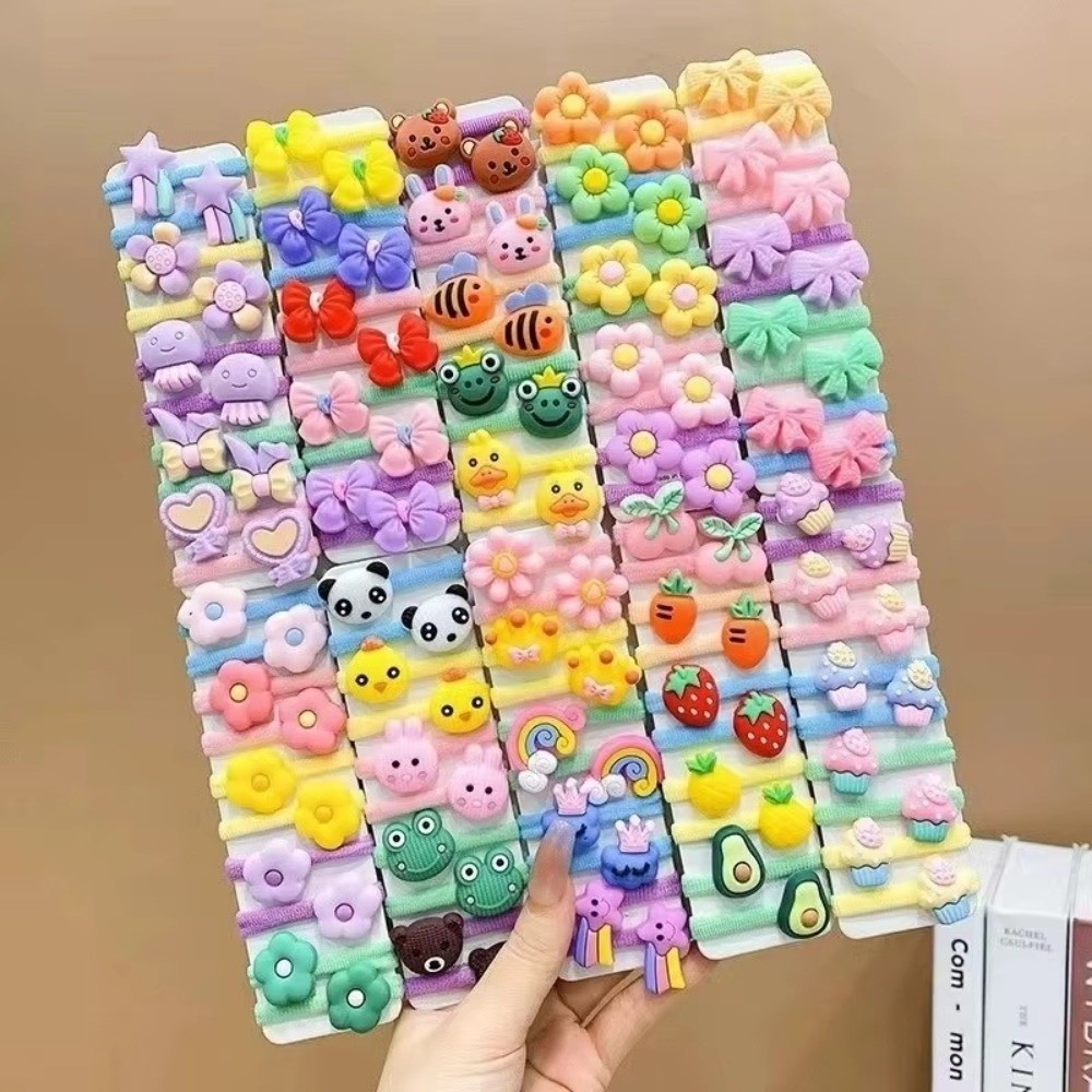 Hobbyin 50/100 Chiếc Dây Buộc Tóc Bé Gái, Thiết Kế Hoa và Động Vật, Linh Hoạt và Thoải Mái cho Bé Gái