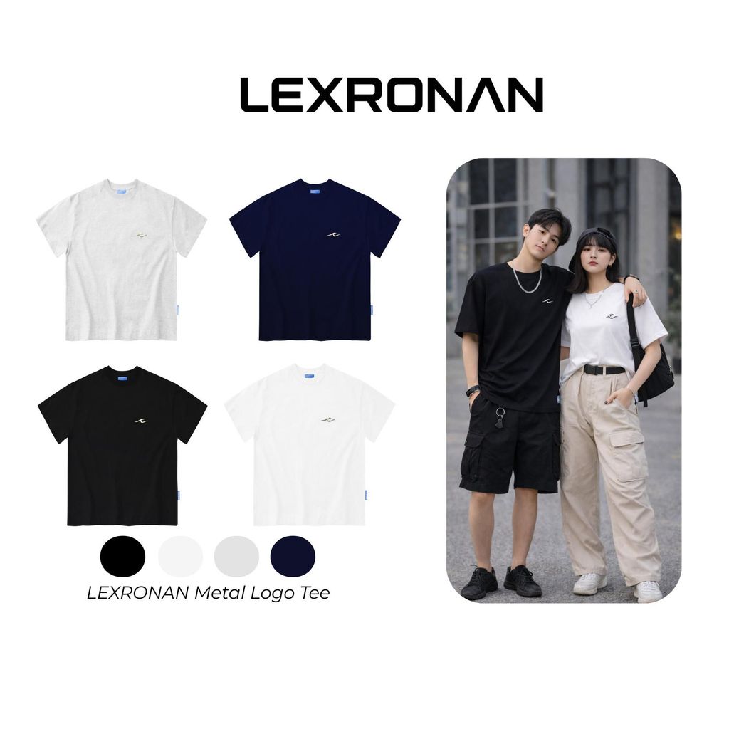 Áo Thun Nam Nữ LEXRONAN Form Boxy  – Áo Phông Unisex Logo Kim Loại, Cotton Nhẹ, Form Rộng, Dễ Phối Đồ #ATBX