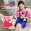 Bé Gái Hoạt Hình Áo Thun Mùa Hè Phong Cách Mới Giả Hai Mảnh Đầm Thường Ngày 90-140 Size HQC0