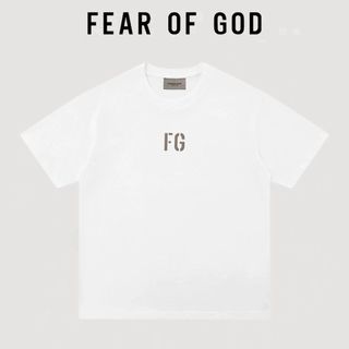Fugui FG Flocking Letter Tay Ngắn Nam Nữ Cotton Nguyên Chất Mỹ High Street Rời Áo Thun FOG