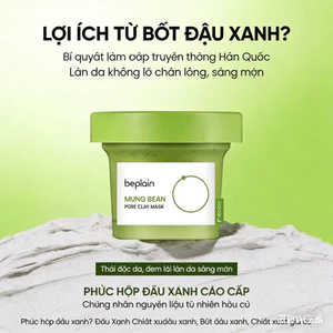 Mặt nạ đất sét đậu xanh Beplain 120ml làm sạch sâu lỗ chân lông, hút dầu thừa, giảm mụn đầu đen, da mịn thoáng,