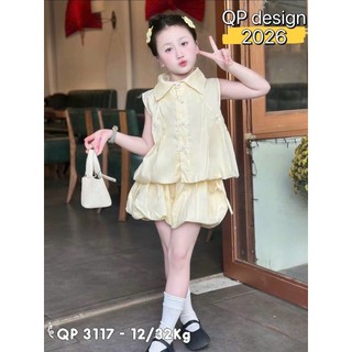 10-30kg (hàng đẹp) Set áo sơ mi bồng quần bí vàng hồng QP