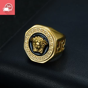 Nhẫn nam titan và thép vàng, phong cách Hip Hop cổ điển, đa năng và thời thượng