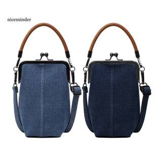 ZNCE _ Túi đeo chéo denim Túi đựng điện thoại đeo chéo denim cổ điển dành cho nữ Ví có khóa hôn có tay cầm trên cùng Dây đeo vai có thể điều chỉnh Túi xách nhỏ sành điệu cho các bữa tiệc và các buổi họp mặt