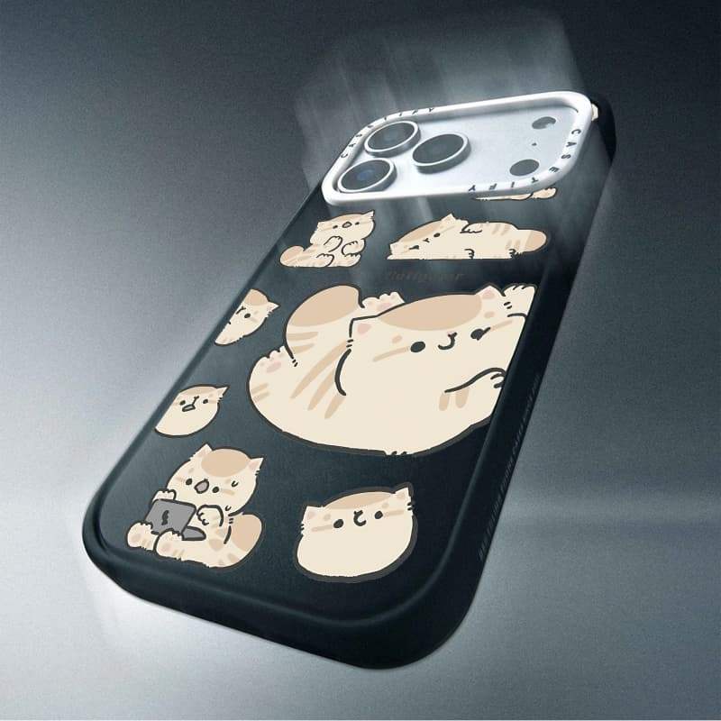 CASECASE X Cat sticker Case White Camera Ring Edition Matte Đen Cứng Hút Từ Tính Tác Động Dành Cho Apple IPhone 13 14 15 16 17 Pro Max Air Plus Có Hộp