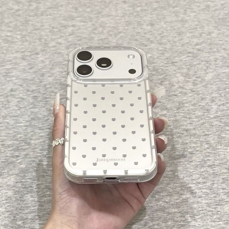 Cạnh thẳng bóng * Màu xám bạc toàn màn hình Tình yêu Thích hợp cho vỏ điện thoại Apple 17promax Vỏ bảo vệ iphone16p