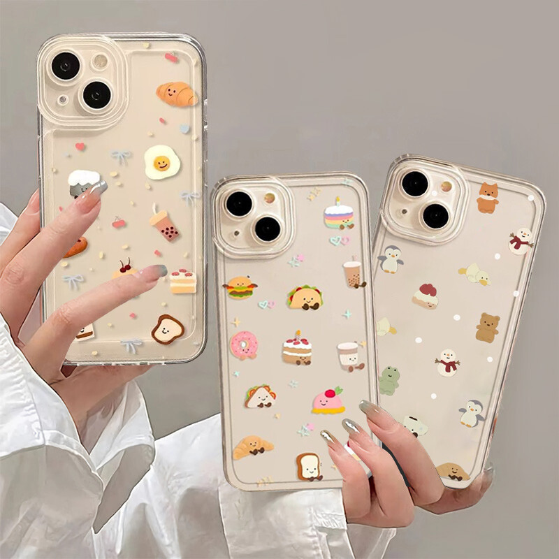 Thạch Mèo Chim Cánh Cụt Trái Cây Bánh Mì Vỏ Điện Thoại Cho OPPO Reno 15F 13F 14F 12 13 14 15 Pro Plus Mềm Trong Suốt Chống Sốc TPU Trong Suốt Xu Hướng Thời Trang Thương Hiệu Vỏ Silicon Hoạt Hình