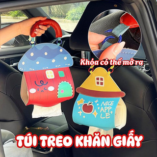 Túi Treo Khăn Giấy Chất Liệu Da PU Chống Thấm Nước – Hộp Đựng Giấy Treo Tường Đa Năng, Tiện Lợi