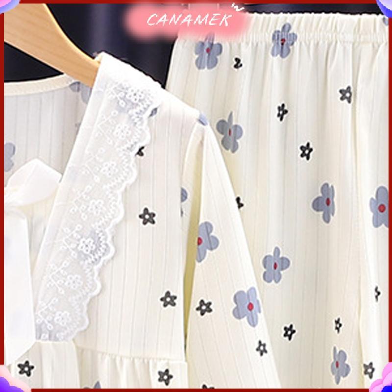 CANAMEK Xuân Thu Bé Gái Bộ Đồ Ngủ Trẻ Em Dài Tay Bé Gái Hoạt Hình Thoải Mái Thường Ngày Quần Áo Gia Đình Bé Gái Bộ Đồ Ngủ CSF