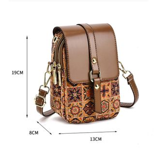 Túi đựng điện thoại in hình NECKLACEMASK, Túi đeo chéo da PU phong cách dân tộc, Túi đeo vai đơn phong cách Bohemian sang trọng đa năng thời trang dành cho nữ