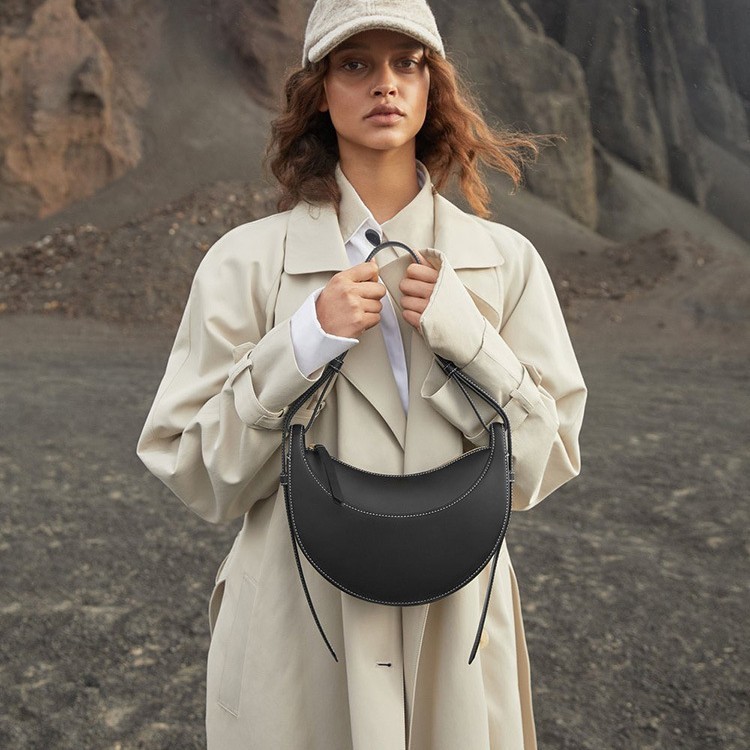 ANCO 2026 Túi da thật mới Túi lưỡi bằng da Saddle Bag Thiết kế vai kiểu Paris Túi nách Messenger cho phụ nữ