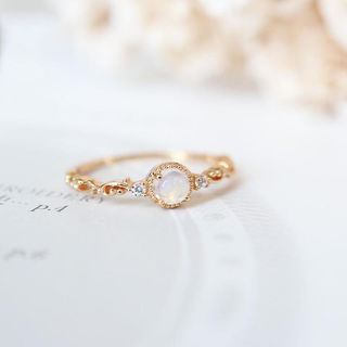 Thời Trang Nhật Bản Tinh Tế Đơn Giản Phù Hợp Với Nhỏ Tươi Niche Cổ Tích Moonstone Nhẫn Nữ Mở Nhẫn