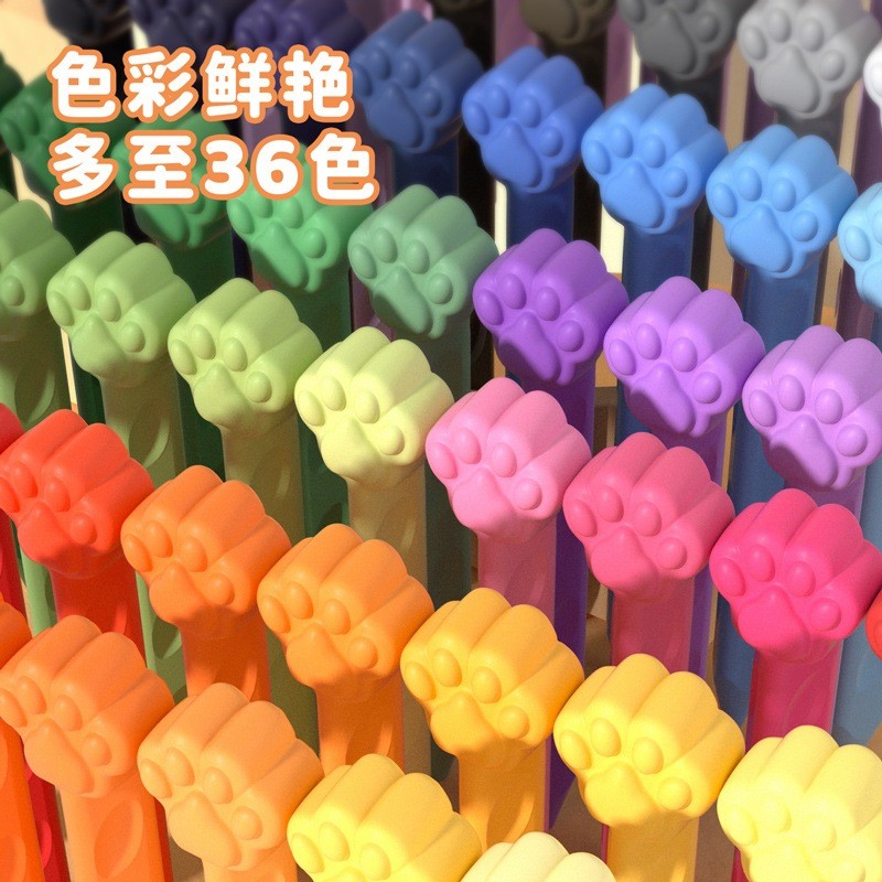 Bút sáp màu bàn chân mèo, không độc hại, giặt sạch, set 12/24/36 màu, cho bé tập vẽ