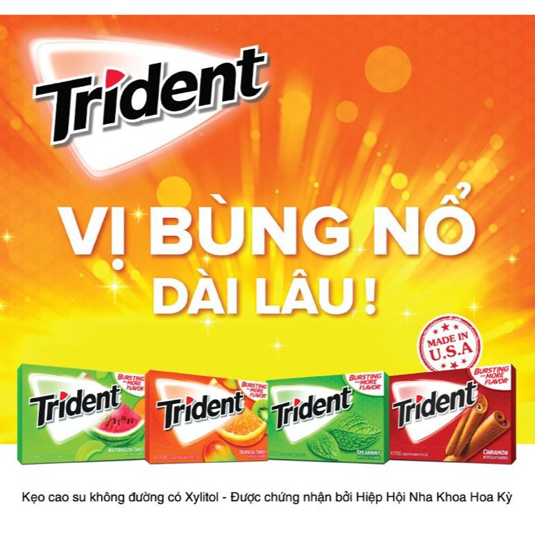 Kẹo Cao Su Trident Không Đường Đủ Vị 50.4g (28 Tép) Hương Vị Tươi Mát, Thơm Miệng Dài Lâu