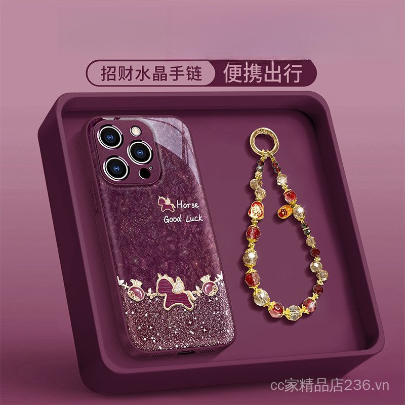 Thích Hợp Cho 17promax Ốp Lưng Điện Thoại iphone15 Năm Mới 16 Túi May Mắn Pony Vòng Tay 14 Lấp Lánh 15
