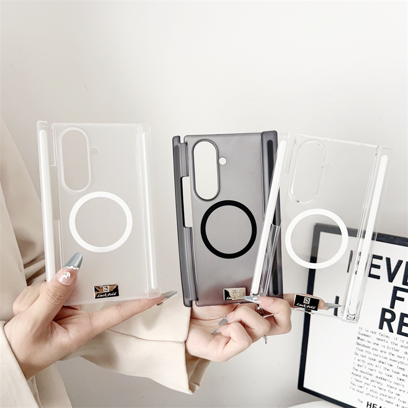 Ốp điện thoại PC bản lề kép từ tính mờ cho Samsung Galaxy Z TriFold Tri-Fold Ốp lưng nhựa hai trục mờ