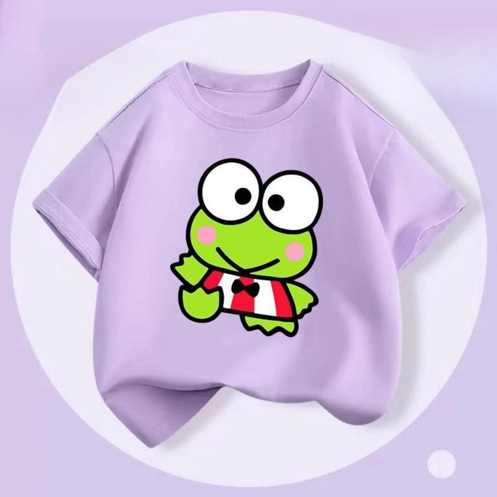 Hình ếch Keroppi dễ thương, Wzxinsheng2025 Áo thun, size trẻ em, ngắn tay, cổ tròn, mùa hè