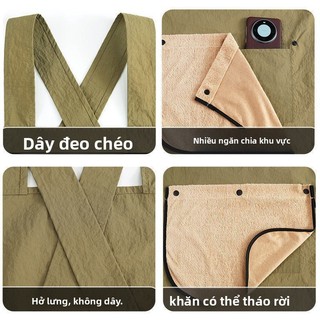 Tạp dề bếp chống nước, không lo bẩn, không tay, thời trang, dùng gia đình, phục vụ đầu bếp và làm đẹp móng tay 【Có thể tháo rời khăn tay】