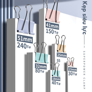 Kẹp tài liệu mini pastel A4 kẹp bướm kim loại - Phụ kiện học tập, văn phòng tiện lợi, chất liệu bền, giá tốt