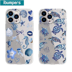 Ốp điện thoại Ibumpers Chủ đề hải lý thẩm mỹ In sinh vật biển Vỏ mềm trong suốt Vỏ chống sốc cao cấp cho iPhone 11 12 13 14 15 16 17 Pro Max IP 7 8 Plus Iphon X XS XR Xs max