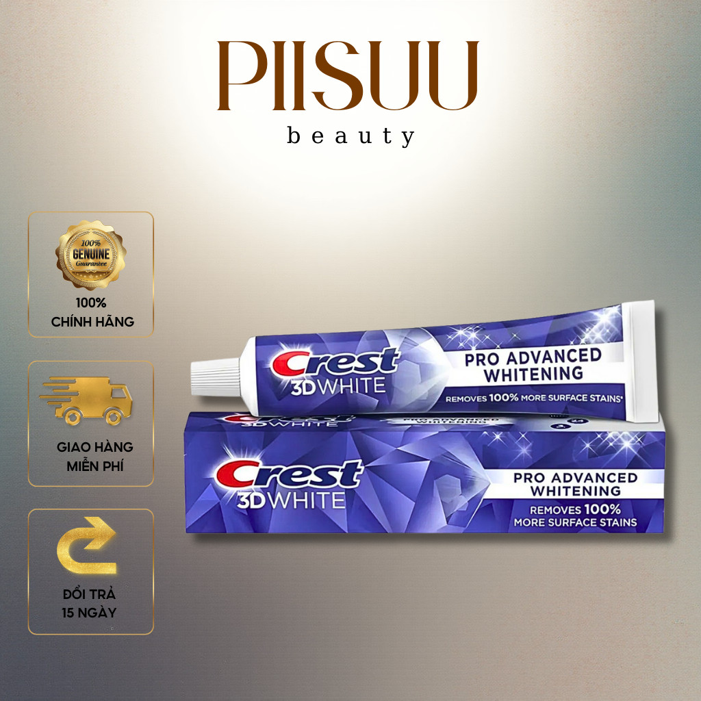 Kem đánh răng Crest 3D White Advanced Whitening 147G Bản Mỹ  Giúp loại bỏ các vết ố vàng trên bề mặt răng