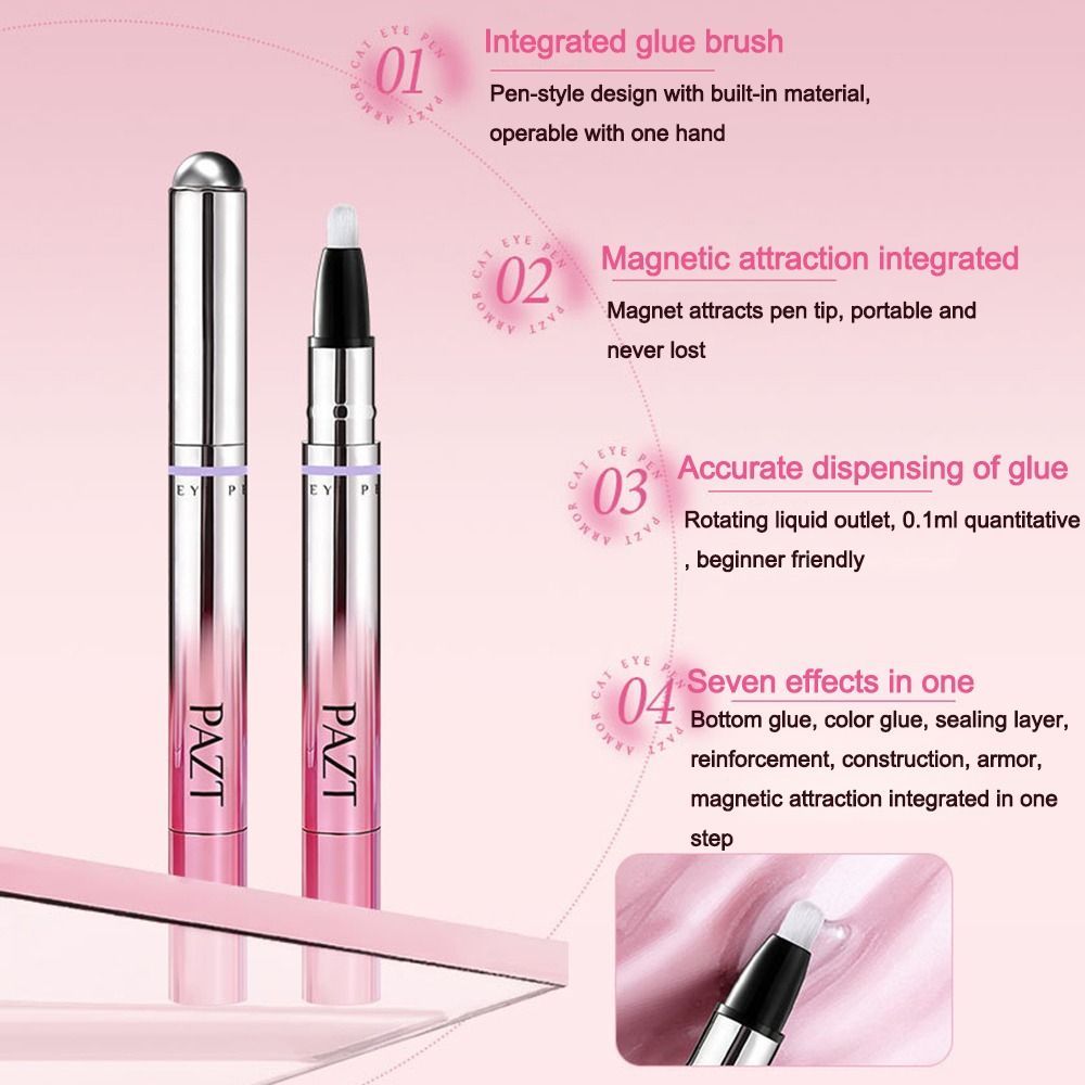 Bút vẽ mắt mèo NATURALHM đa chức năng kèm cọ hạt từ tính nhỏ, dụng cụ di động cho nghệ thuật móng tay khỏa thân