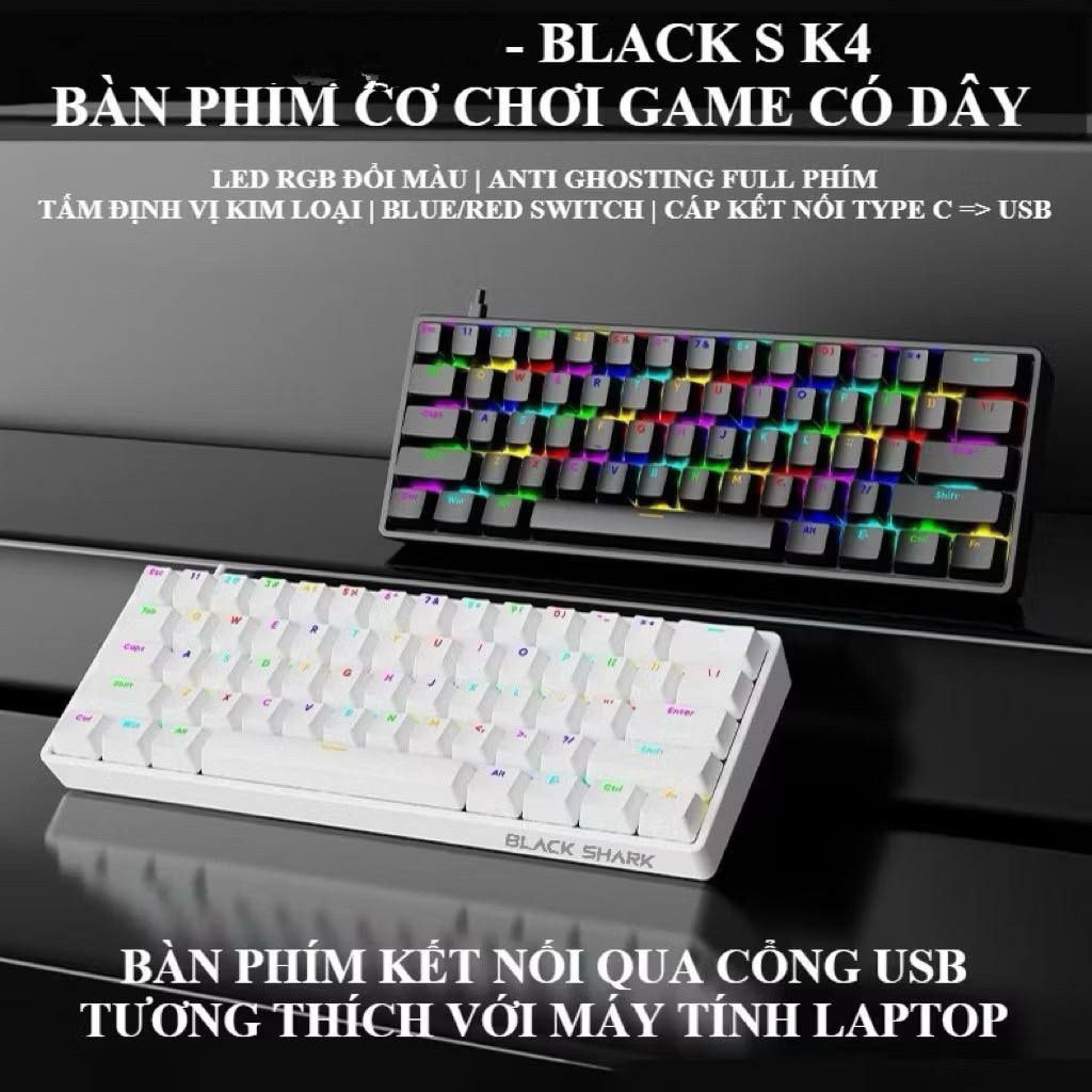 Bàn phím cơ Gaming Black Shark K4 LED RGB | Có app chỉnh | Stab căn chỉnh sẵn | Plate kim loại  | kết nối TypeC tháo rời | BigBuy360 - bigbuy360.vn