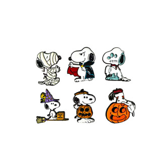 6 Cái / bộ Dễ Thương Snoopy Halloween Bí Ngô Kim Loại Giọt Dầu Quần Áo Túi Trang Trí Pin