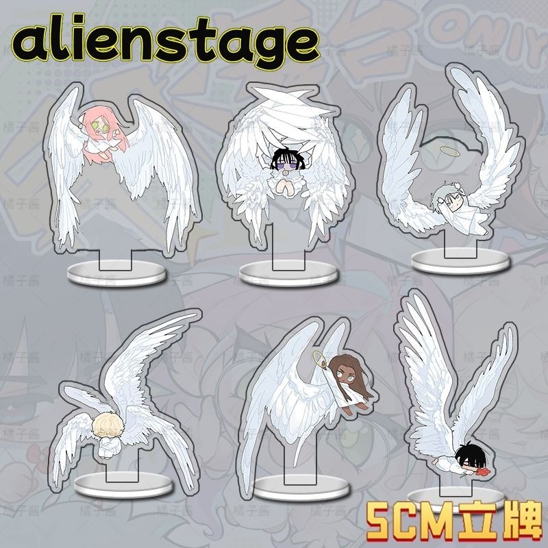 6Pcs/Set Angel Wings Alien Stage Mizi Sua Till Ivan Hyuna Luka Acrylic Stand Q Version Figure Display ALNST Anime Collec