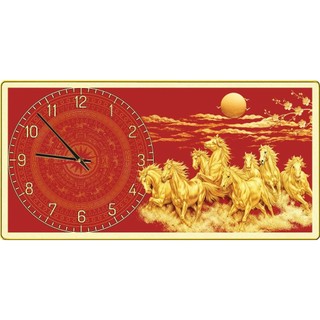 Tranh Đồng Hồ Mã Đáo Thành Công tráng gương