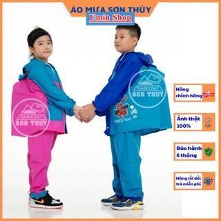 ( HÀNG SỊN )Áo mưa bộ trẻ em Sơn Thủy có lưng che cặp , bộ áo mưa dễ thương bằng PVC cao cấp an toàn cho bé trai bé gái