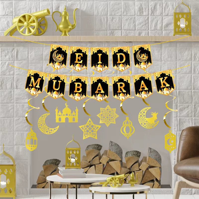 [Sẵn Sàng] 2026 Ramadan Treo Đồ Trang Trí Xoắn Eid Mubarak Biểu Ngữ Vòng Hoa Mặt Trăng Ngôi Sao Nhà Thờ Hồi Giáo Streamer Vòng Hoa Hồi Giáo Trang Trí Tiệc Hồi Giáo