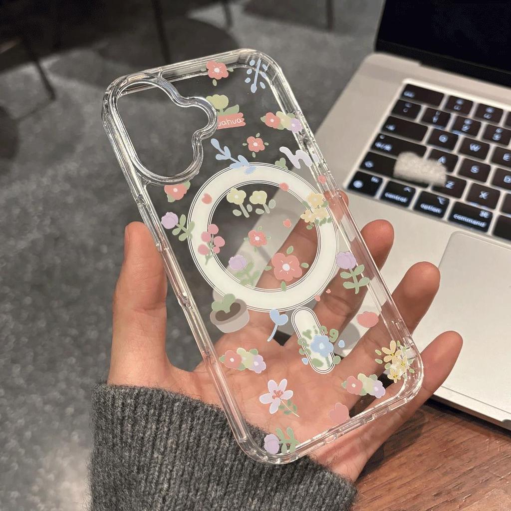 Caramel Hanano cho iPhone 171615promax trường hợp 141512 rõ ràng hút từ 13pro lỗ lớn