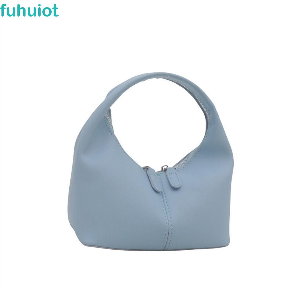 Túi xách da PU FUHRIOT, túi đeo nách ví PU, túi cầm tay nhỏ màu kẹo kiểu lưỡi liềm thời trang cho học sinh