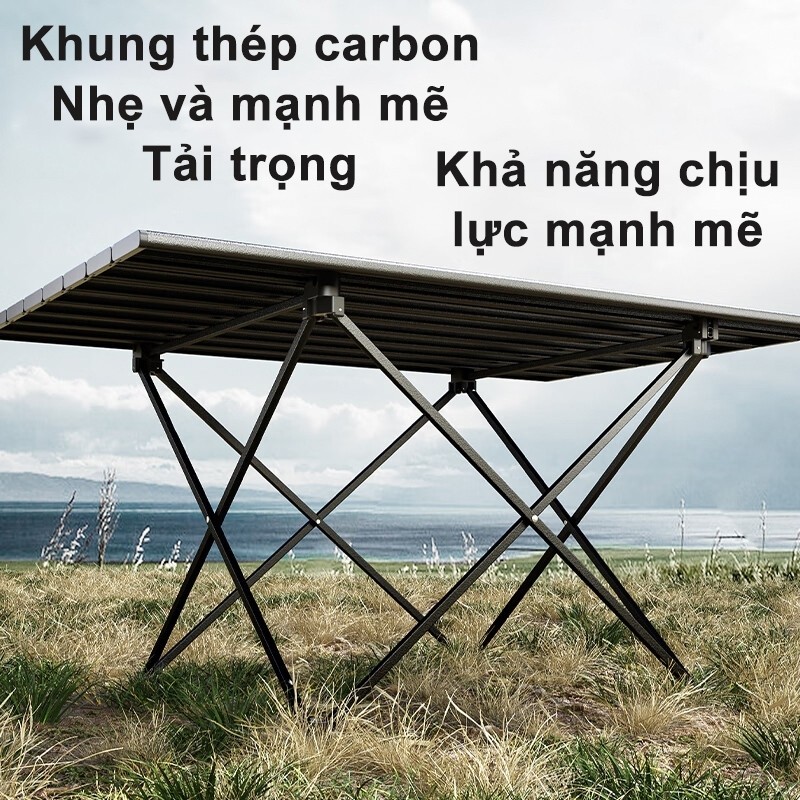 Bàn gấp lớn Cắm trại Bảng ánh sáng BBQ Bàn nhôm Đồ nội thất ngoài trời Bàn gấp Portable Picnic