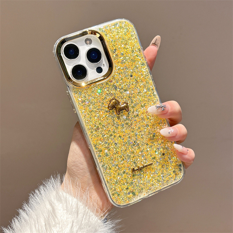 Ốp lưng iPhone ngựa vàng phù hợp cho iPhone 17 Pro Max, iPhone 17 16 15 14 13 12 11
