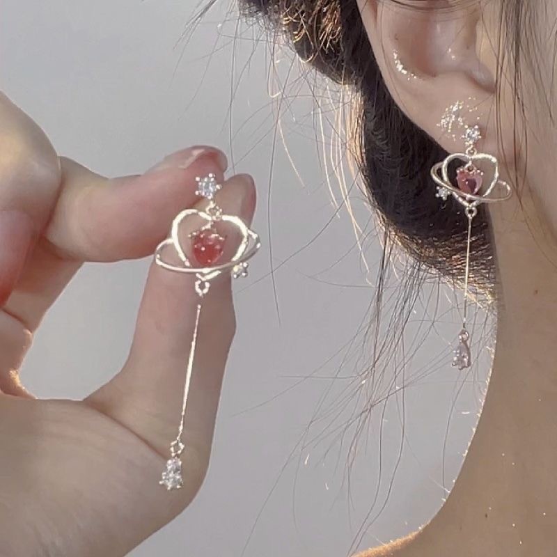 Bông tai zirconia hình trái tim lấy cảm hứng từ Pháp, chất liệu cao cấp, làm sáng da