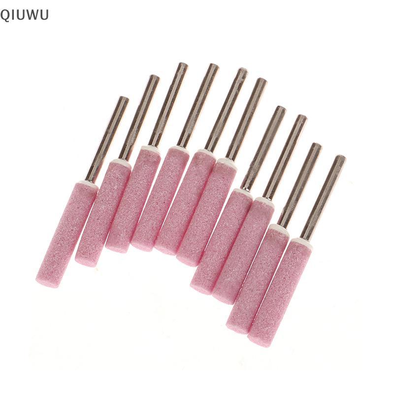QIUWU 10 chiếc đá mài đá tập tin cho dây xích cưa 4/4.8/5.5/6 mm, bộ phụ kiện mài đánh bóng kim loại