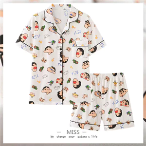 {Crayon Shin-Chan} Bộ Đồ Ngủ Nữ Size Lớn Nữ Tay Ngắn Sinh Viên Nhật Bản Hoạt Hình Dễ Thương Homewear