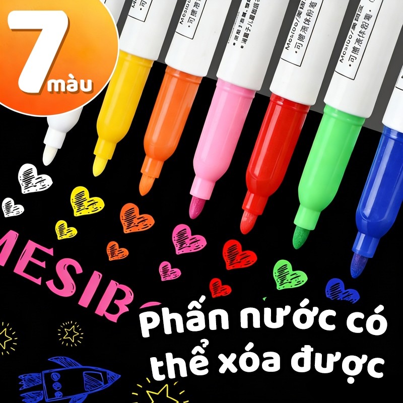 Bút lông viết bảng nhiều màu, mực đậm dễ lau, hỗ trợ dạy học và vẽ trang trí bảng sáng tạo