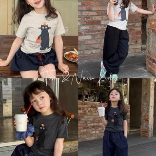 A56-[FORM ÔM] [tomnaukids] Áo Cộc Tay hình MÈO 2 mặt  cho bé gái size từ 9-36Kg